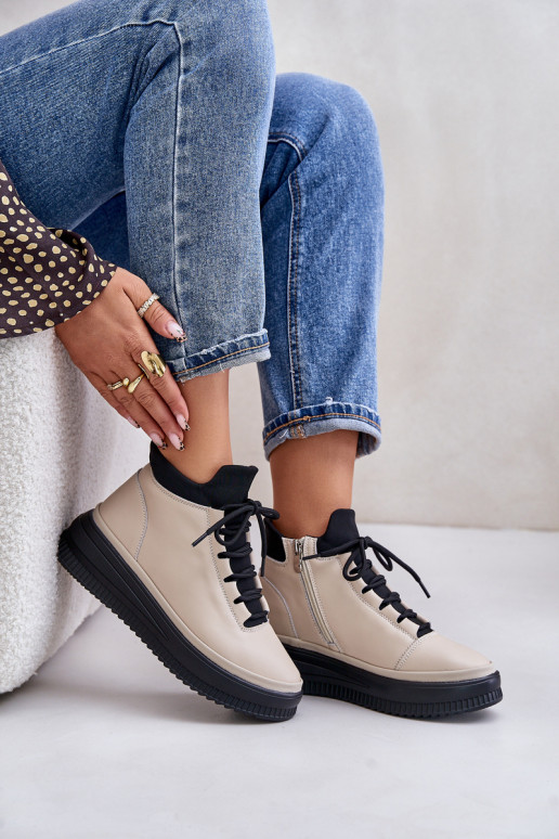 Lihtne Nahk spordijalatsid platvormiga Artiker 55C0554 beeži värvi