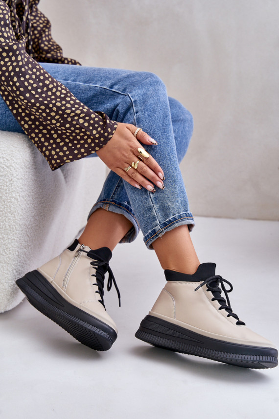 Lihtne Nahk spordijalatsid platvormiga Artiker 55C0554 beeži värvi