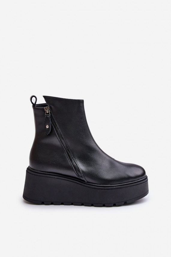 voodriga Naiste poolsaapad Kiilu peal ja platvorm Naturaalsest nahast mustad Vinceza 58340