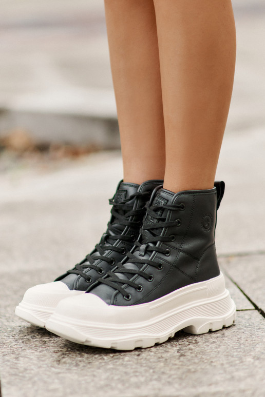 Nahk voodriga vabaaja jalanõud platvormiga Big Star OO274A599 mustad