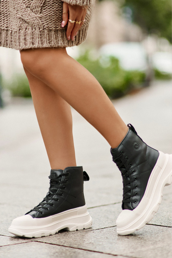 Nahk voodriga vabaaja jalanõud platvormiga Big Star OO274A599 mustad