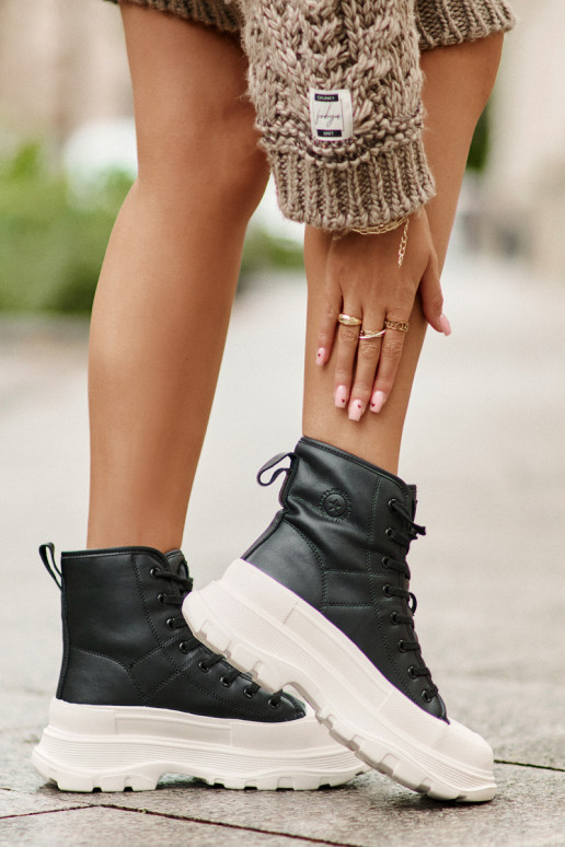 Nahk voodriga vabaaja jalanõud platvormiga Big Star OO274A599 mustad