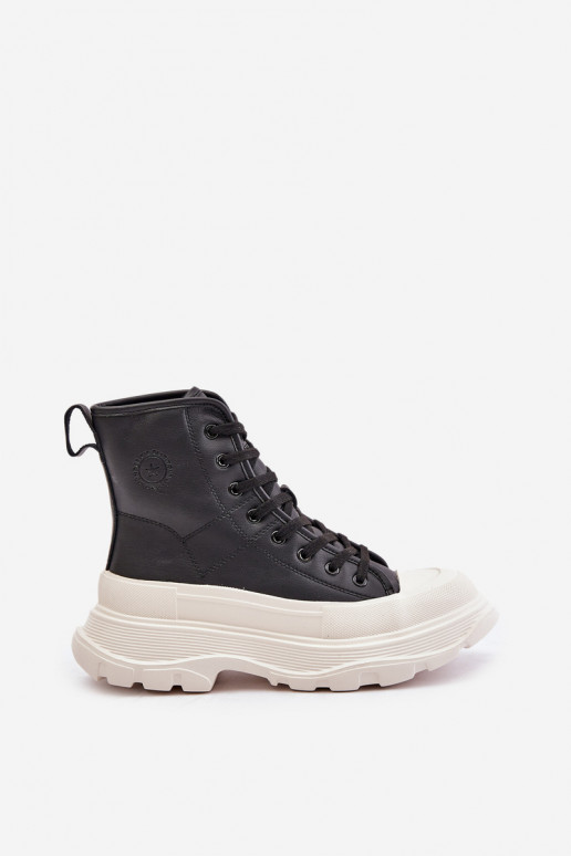 Nahk voodriga vabaaja jalanõud platvormiga Big Star OO274A599 mustad