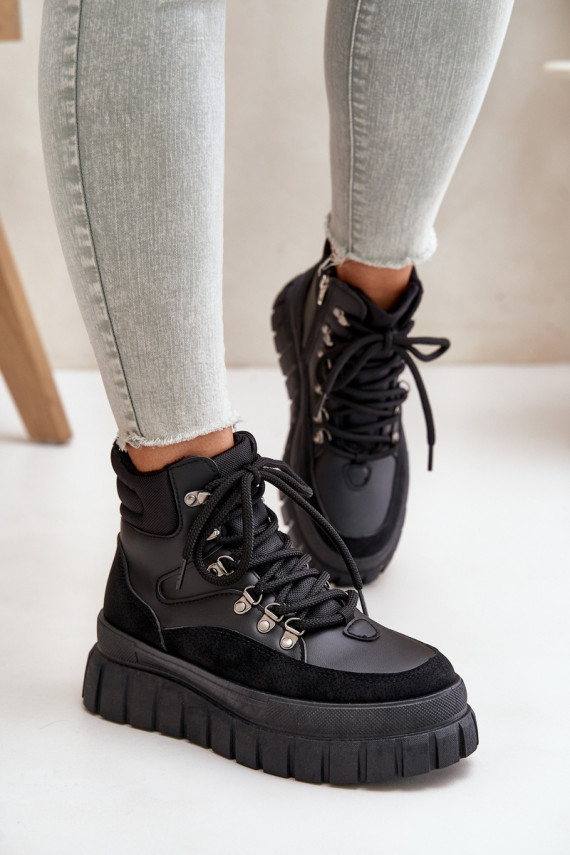 Naiselik voodriga Naiste poolsaapad jalanõud platvormiga mustad Jelenia