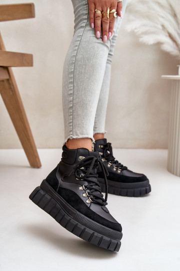 Naiselik voodriga Naiste poolsaapad jalanõud platvormiga mustad Jelenia 2