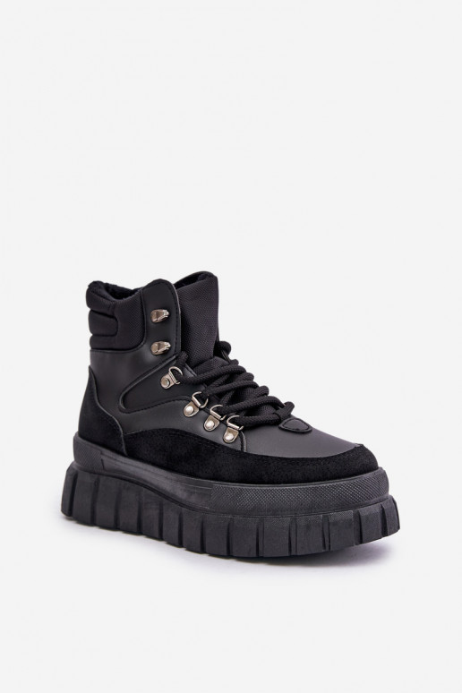 Naiselik voodriga Naiste poolsaapad jalanõud platvormiga mustad Jelenia