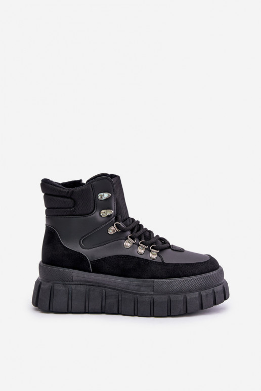 Naiselik voodriga Naiste poolsaapad jalanõud platvormiga mustad Jelenia