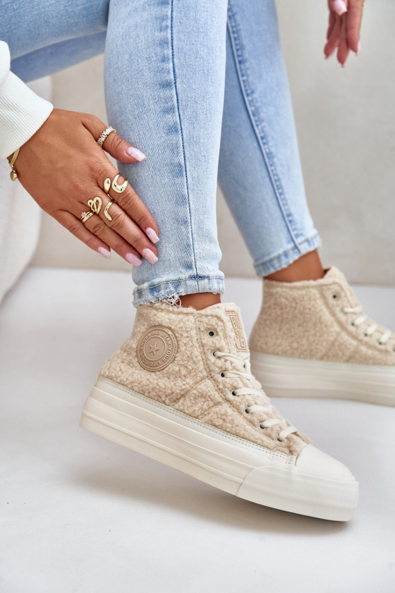 voodriga naiste saapad karusnahaga Typu Baranek Big Star OO274A444 beeži värvi