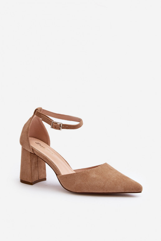 Pumbad kõrgel kontsal, teravate varvastega, Eco Suede Beige Halene Pumbad kõrgel kontsal, teravate varvastega, Eco Suede Beige Halene