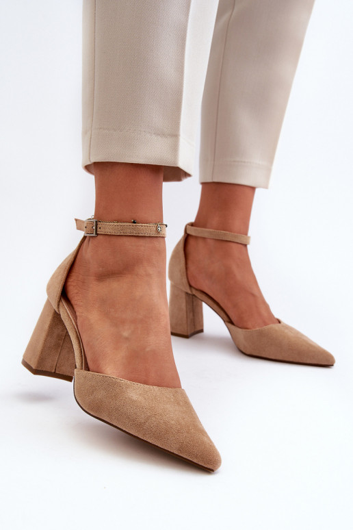 Pumbad kõrgel kontsal, teravate varvastega, Eco Suede Beige Halene Pumbad kõrgel kontsal, teravate varvastega, Eco Suede Beige Halene