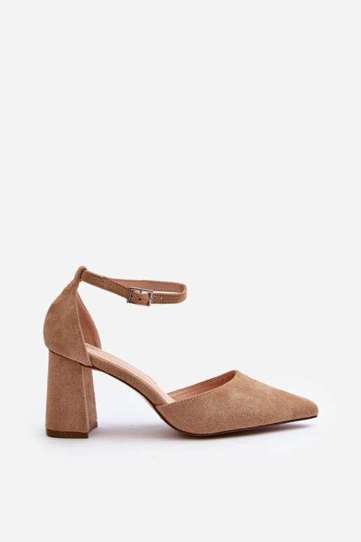Pumbad kõrgel kontsal, teravate varvastega, Eco Suede Beige Halene Pumbad kõrgel kontsal, teravate varvastega, Eco Suede Beige Halene