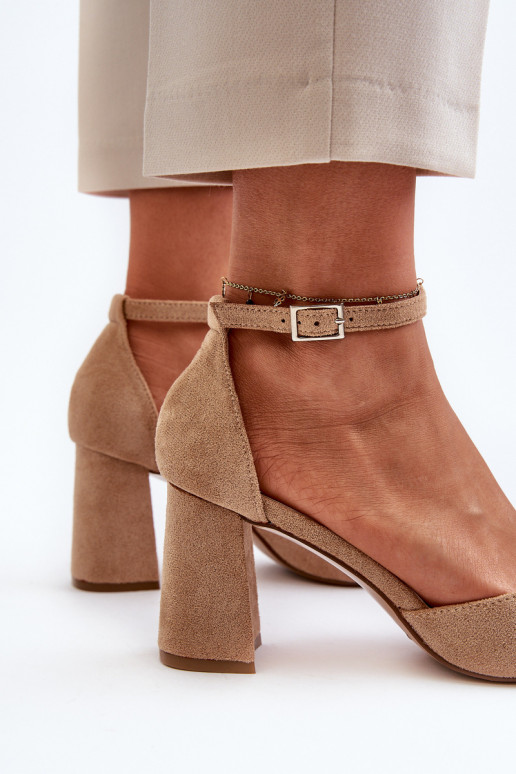 Pumbad kõrgel kontsal, teravate varvastega, Eco Suede Beige Halene Pumbad kõrgel kontsal, teravate varvastega, Eco Suede Beige Halene