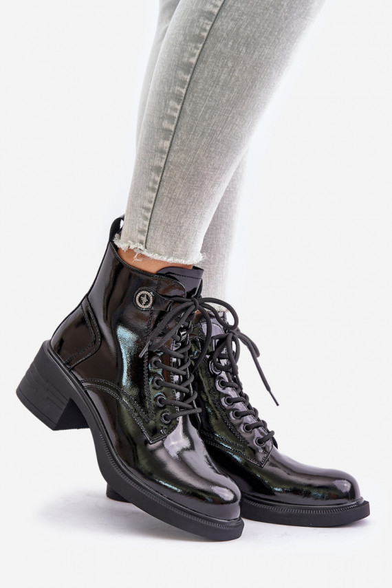 Nahk Laque Naiste poolsaapad Klocke voodriga D&A JC42-78 mustad