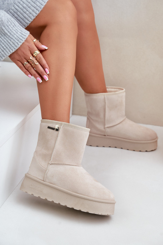 Kõrge nööpidega lumesaapad Naiselik platvormiga Big Star OO274897 Elevandiluu värvi