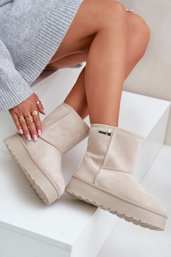 Kõrge nööpidega lumesaapad Naiselik platvormiga Big Star OO274897 Elevandiluu värvi