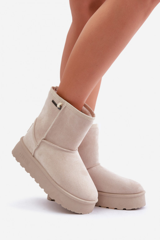 Kõrge nööpidega lumesaapad Naiselik platvormiga Big Star OO274897 Elevandiluu värvi