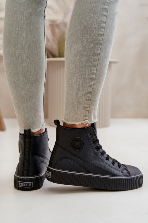 Naiselik voodriga vabaaja jalanõud eko-nahast Big Star OO274790 mustad