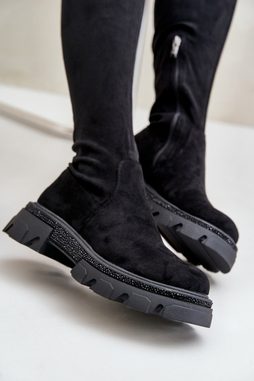 naiste pika säärega saapad põlve kohal öko seemisnahastowe mustad Irithalla