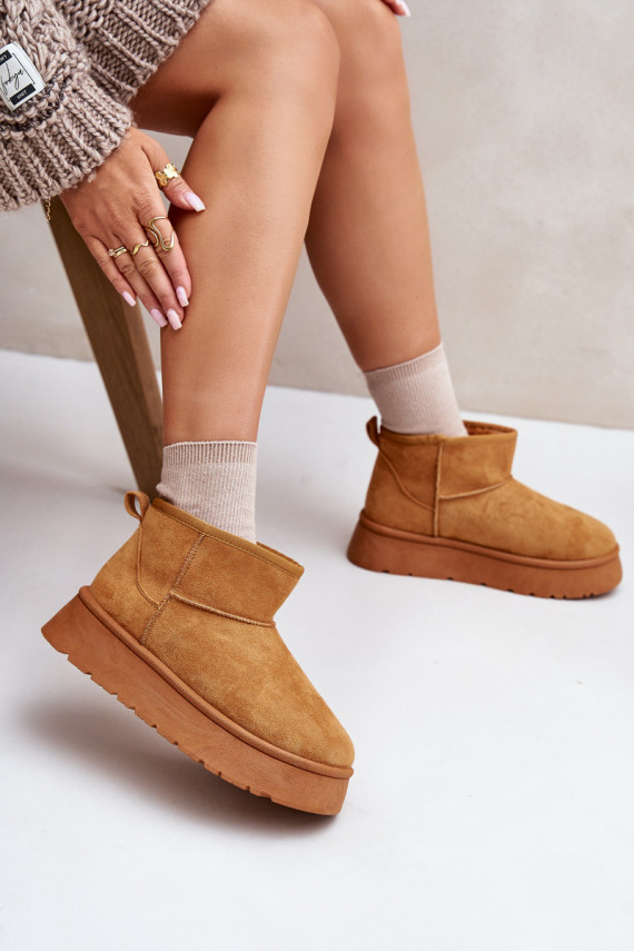 Madal nööpidega lumesaapad Naiselik platvormiga voodriga karusnahaga pruunid värvi Saldren