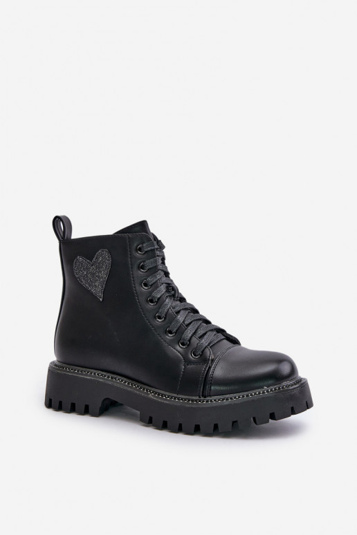 Naiste poolsaapad Lossi juurde Kaunistustega Heartsm mustad Obeena