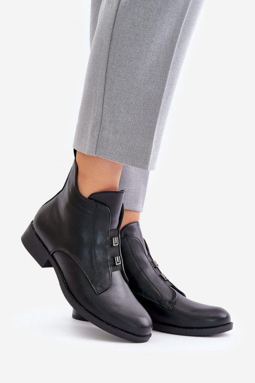 voodriga Naiste poolsaapad laiade nööridega eko-nahast S.Barski HY42-716 mustad