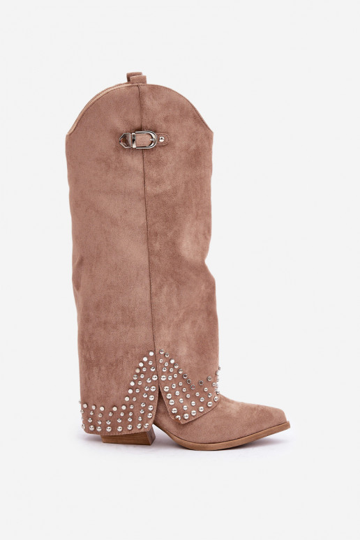 üle põlve saapad Z INyĮiniętą CholeĮką kontsaga liivakarva värviga Iveliri