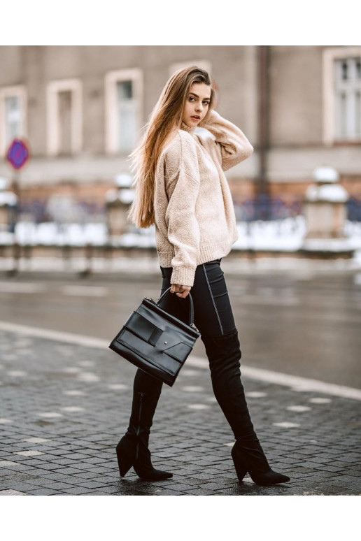 naiste pika säärega saapad kõrge jämeda kontsaga Lu Boo seemisnakhsed mustad Tamaris