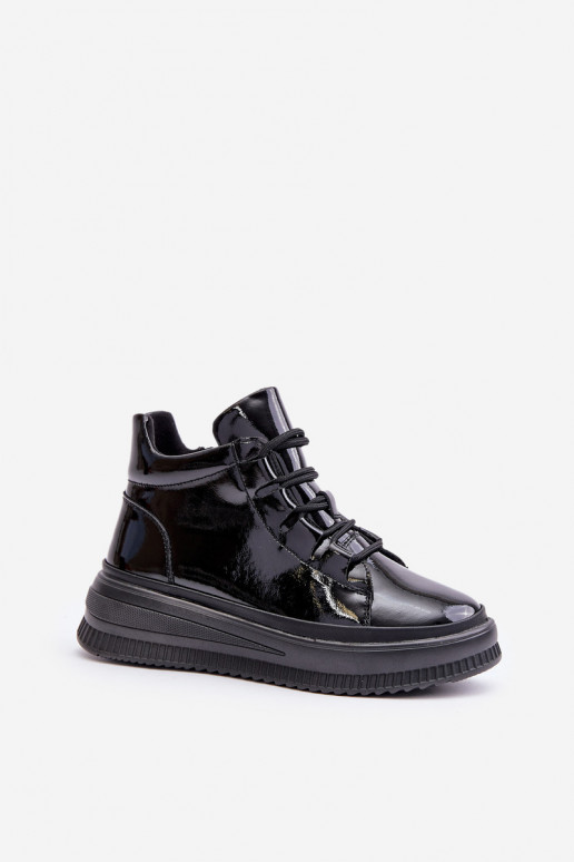 Lihtne Laque spordijalatsid platvormiga Naturaalsest nahast Artiker 55C1049 mustad