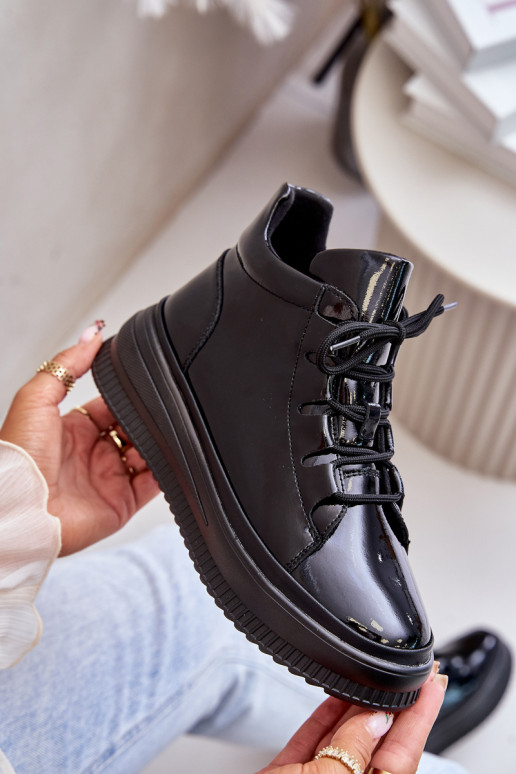 Lihtne Laque spordijalatsid platvormiga Naturaalsest nahast Artiker 55C1049 mustad