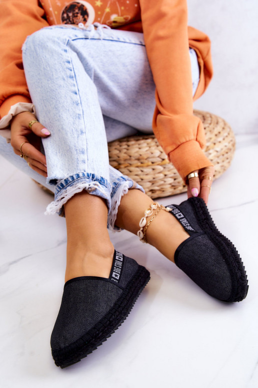 Riidest espadrillid Kaasahaarav mudel Big Star JJ274878 mustad