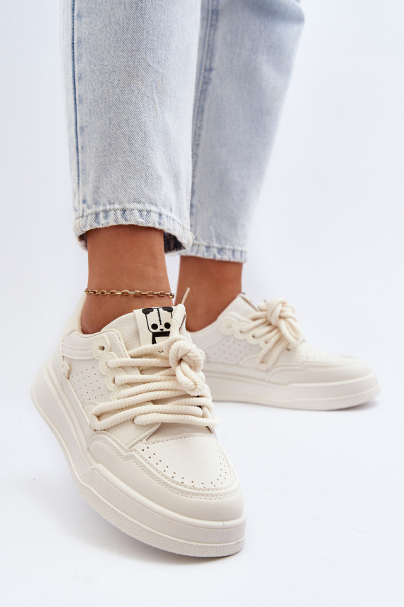 Naiselik Sneakers tüüpi jalanõud Eko Nahk beeži värvi Avanalis