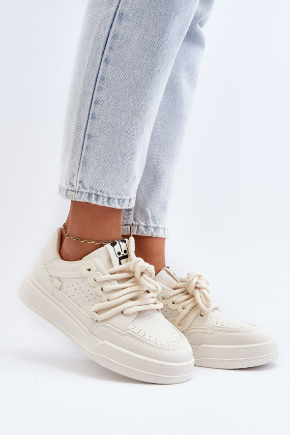 Naiselik Sneakers tüüpi jalanõud Eko Nahk beeži värvi Avanalis
