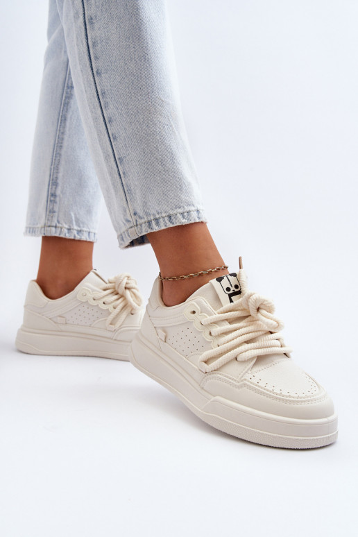 Naiselik Sneakers tüüpi jalanõud Eko Nahk beeži värvi Avanalis
