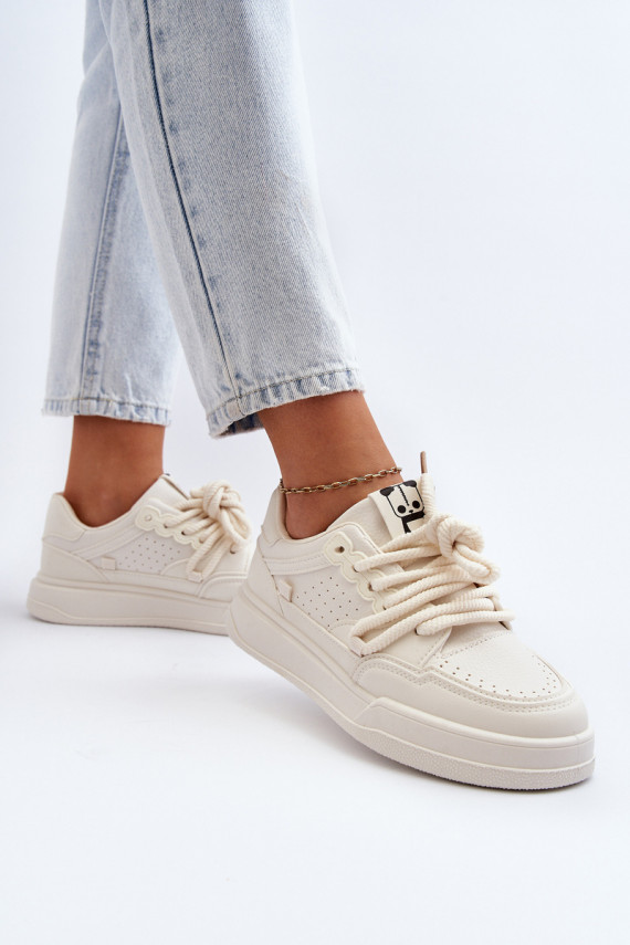 Naiselik Sneakers tüüpi jalanõud Eko Nahk beeži värvi Avanalis
