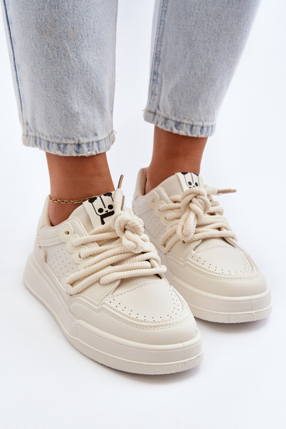 Naiselik Sneakers tüüpi jalanõud Eko Nahk beeži värvi Avanalis