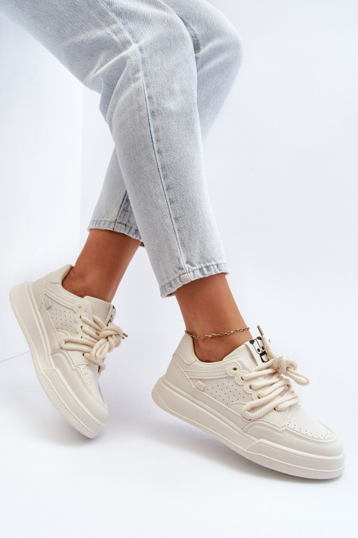 Naiselik Sneakers tüüpi jalanõud Eko Nahk beeži värvi Avanalis