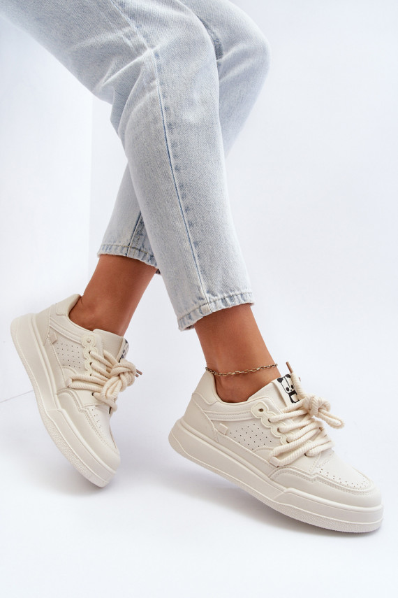 Naiselik Sneakers tüüpi jalanõud Eko Nahk beeži värvi Avanalis