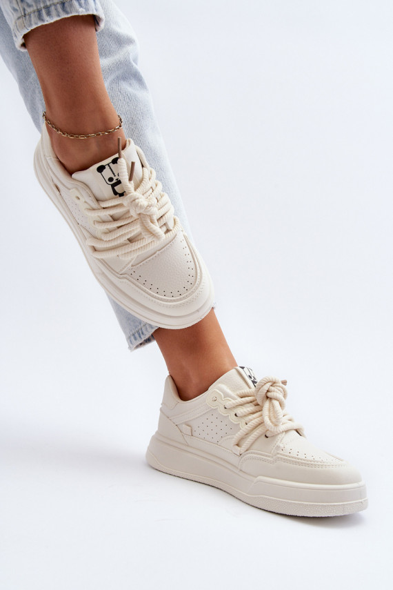 Naiselik Sneakers tüüpi jalanõud Eko Nahk beeži värvi Avanalis