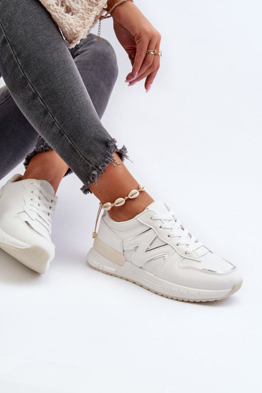 Sneakers tüüpi jalanõud Naiselik eko-nahast valget värvi Kaimans