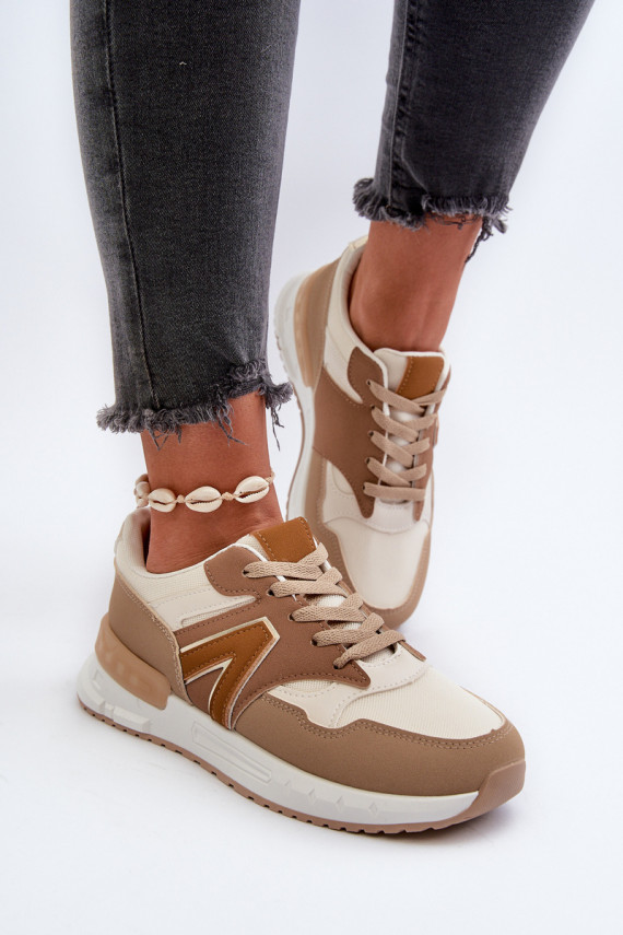 Sneakers tüüpi jalanõud Naiselik eko-nahast pruunid värvi Vinelli