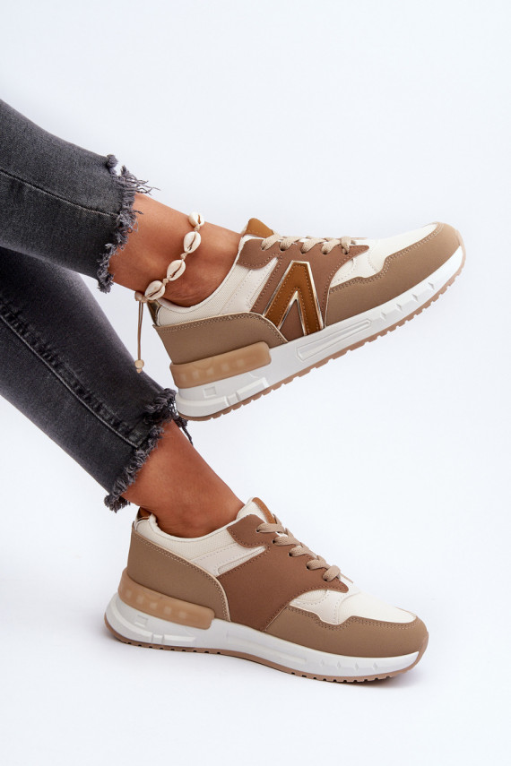 Sneakers tüüpi jalanõud Naiselik eko-nahast pruunid värvi Vinelli