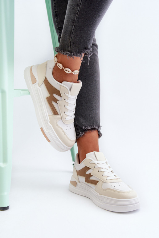 Sneakers tüüpi jalanõud Naiselik platvormiga eko-nahast beeži värvi Lynnette