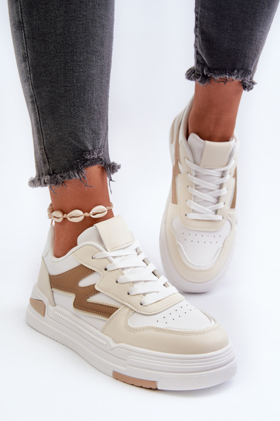 Sneakers tüüpi jalanõud Naiselik platvormiga eko-nahast beeži värvi Lynnette