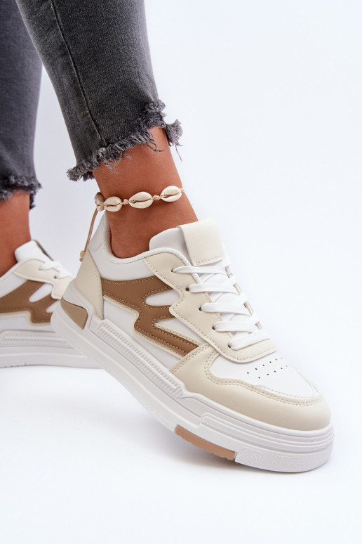 Sneakers tüüpi jalanõud Naiselik platvormiga eko-nahast beeži värvi Lynnette