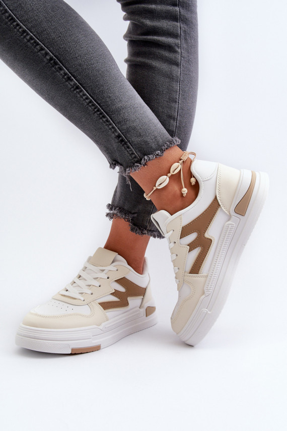 Sneakers tüüpi jalanõud Naiselik platvormiga eko-nahast beeži värvi Lynnette