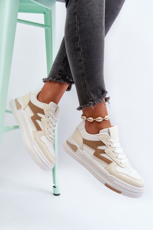 Sneakers tüüpi jalanõud Naiselik platvormiga eko-nahast beeži värvi Lynnette