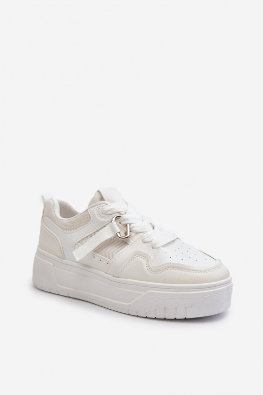 Sneakers tüüpi jalanõud Naiselik platvormiga eko-nahast valget värvi Moun