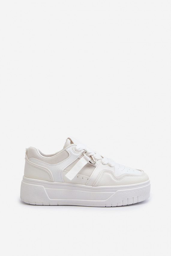 Sneakers tüüpi jalanõud Naiselik platvormiga eko-nahast valget värvi Moun