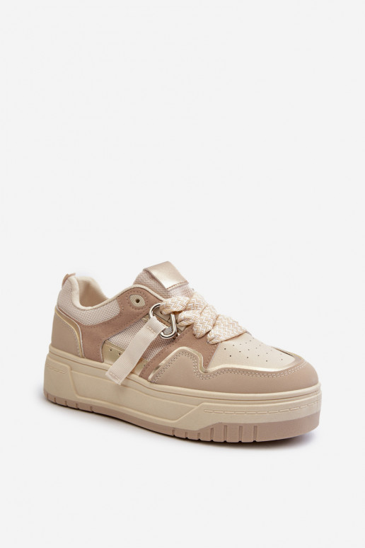 Sneakers tüüpi jalanõud Naiselik platvormiga eko-nahast beeži värvi Moun