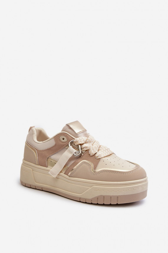 Sneakers tüüpi jalanõud Naiselik platvormiga eko-nahast beeži värvi Moun